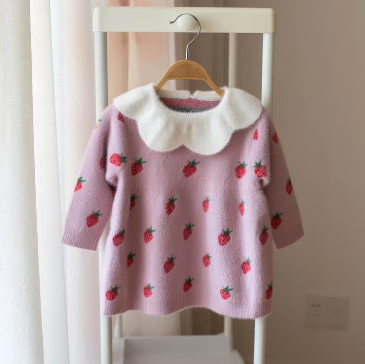 Vêtements tricotés chauds d'hiver en coton moderne pour bébés et tout-petits, hauts et robes pour filles