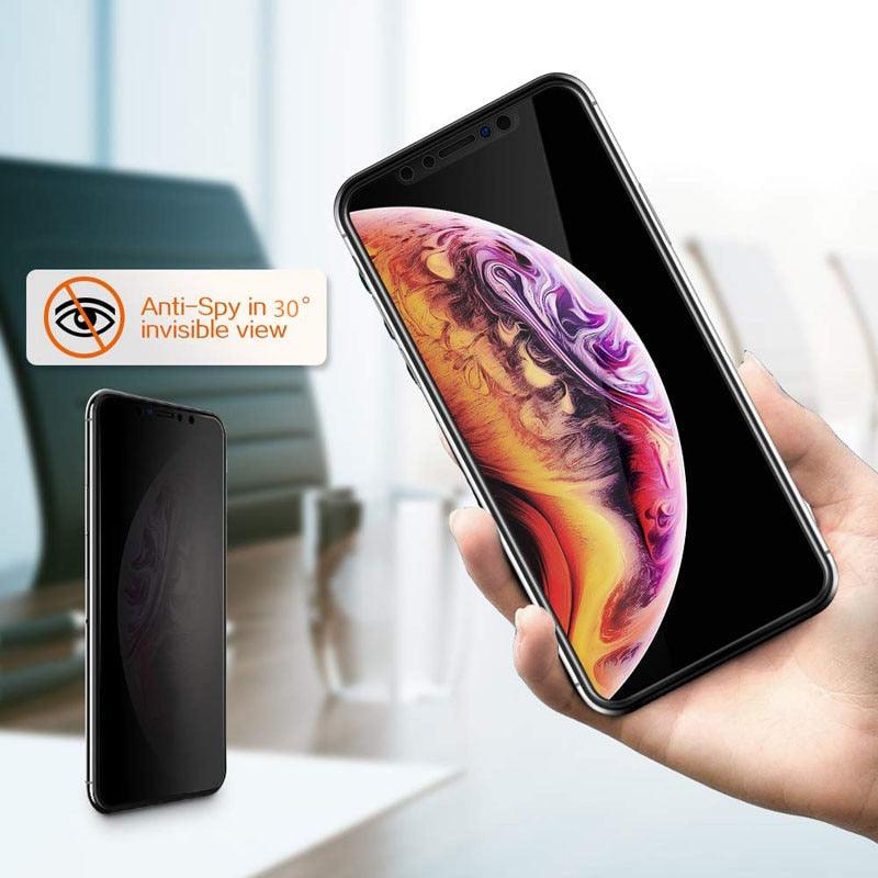 3 protections d'écran en verre trempé anti-espion pleine couverture bord noir pour iPhone 14 13 12 11 Pro MAX X XS Max XR 7 8 Plus Verre trempé colle complète bord à bord anti-rayures pour iPhone