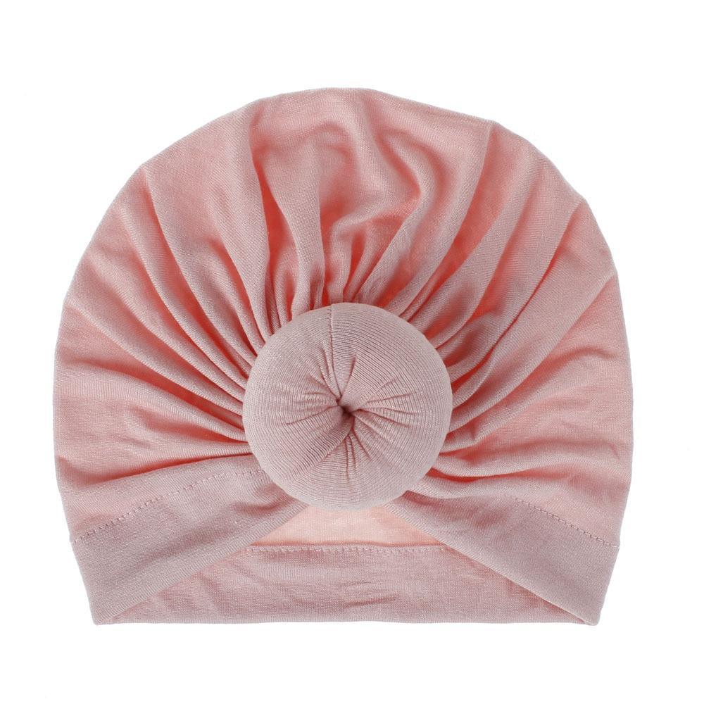 Turban pour bébé fille en coton tricoté, fait main avec fleur plissée, style élégant