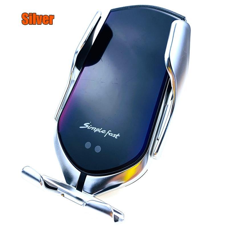 Chargeur sans fil de voiture de luxe moderne automatique Chargeur sans fil à induction infrarouge pour téléphones Argent/Or