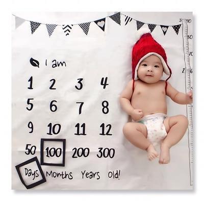 Couverture de photographie pour bébé avec repères de croissance mensuels, serviette de fond, jolie tapis souvenir