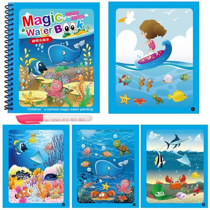 Tableau de dessin Montessori pour l'éducation précoce des enfants, livre de coloriage, gribouillage et stylo magique, livre de dessin à l'eau magique