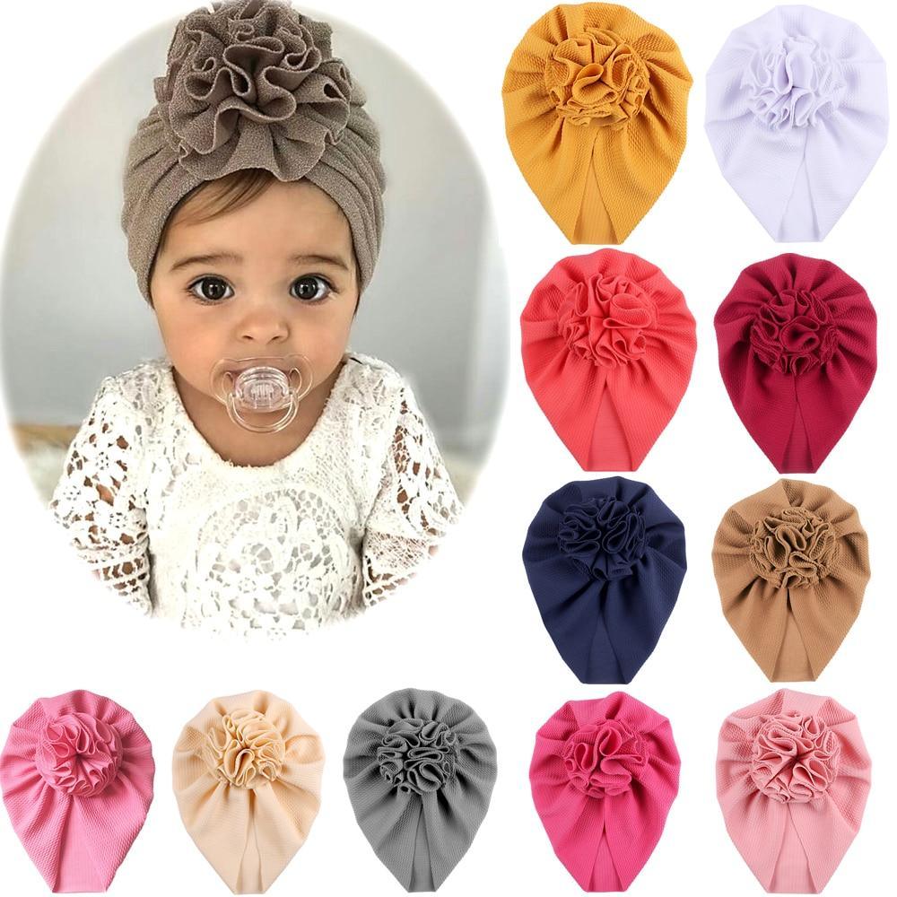 Bonnets Serre-têtes Bandeaux Élastiques à Fleurs et Nœuds pour Bébés Filles