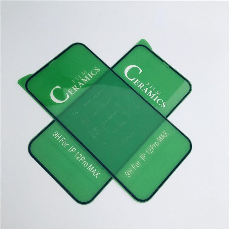 3 pièces Verre de protection en céramique pour iPhone 14 13 12 11 Pro XR XS Max X 8 7 6 Plus Protecteur d'écran en verre souple pour SE2022 Film PMMA Dureté 9H, Anti-rayures sans bulles Protecteur d'écran