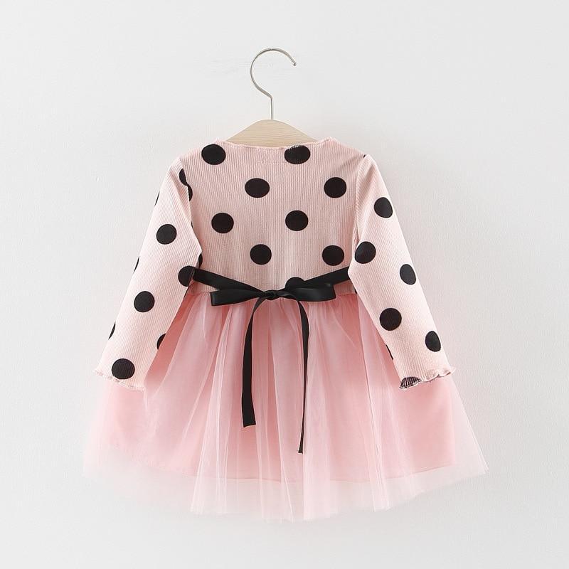 Robes de luxe à manches longues pour bébés, à pois et marguerites, vêtements de mode pour petites filles au design floral élégant pour petites princesses