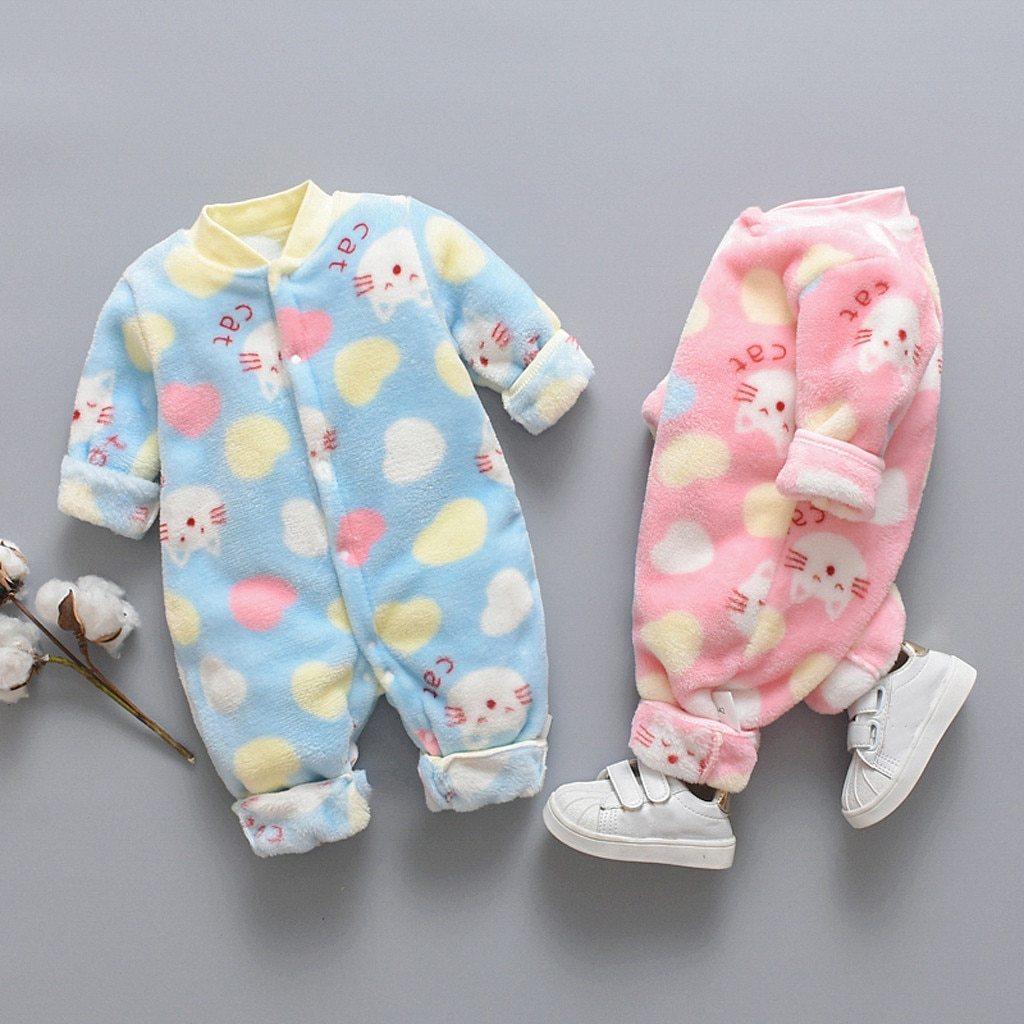 Barboteuse Bébé Nouveau-né Combinaison Enfant Dessin Animé Animal Polaire Chaud Barboteuse pour bébé Garçon Filles Matière Peluche