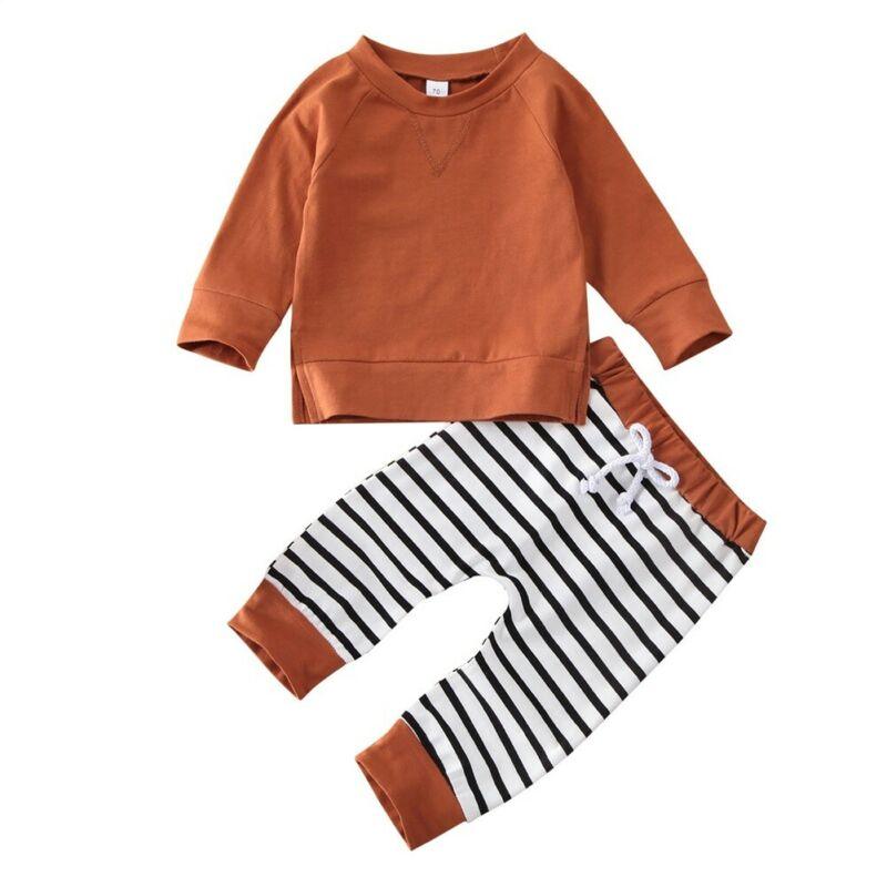 Ensemble Pyjama Garçon Bébé Style Moderne Hauts Rayés Pantalon et T-shirt Pour Garçons Et Filles