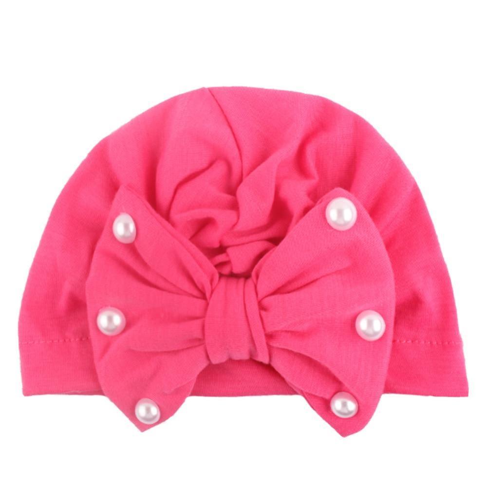 Bonnet Bébé Moderne Nœud de Lapin Mignon avec Perles Bonnet Fille avec Perles pour Enfants Style Luxe Diamant