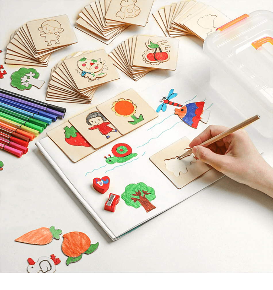 100 Pièces Bébé Jouets Dessin Jouets Planche à Colorier Enfants Créatifs Gribouillis Éveil Éducatif Jouet Garçon Fille Apprendre Outils de Dessin