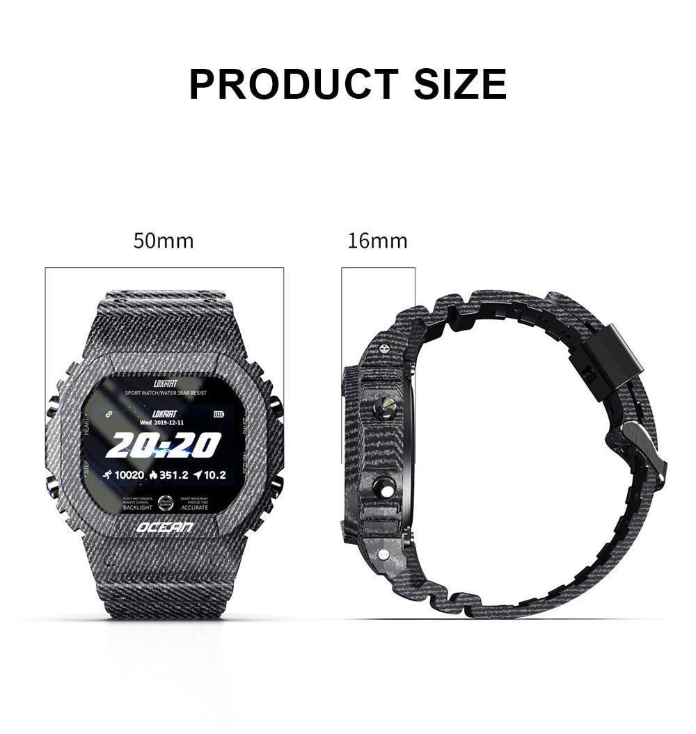 Montre connectée militaire Ocean Army pour hommes et femmes, pour le fitness et le sport, avec suivi de la pression artérielle, notifications de messages, moniteur de fréquence cardiaque et horloge, pour Android