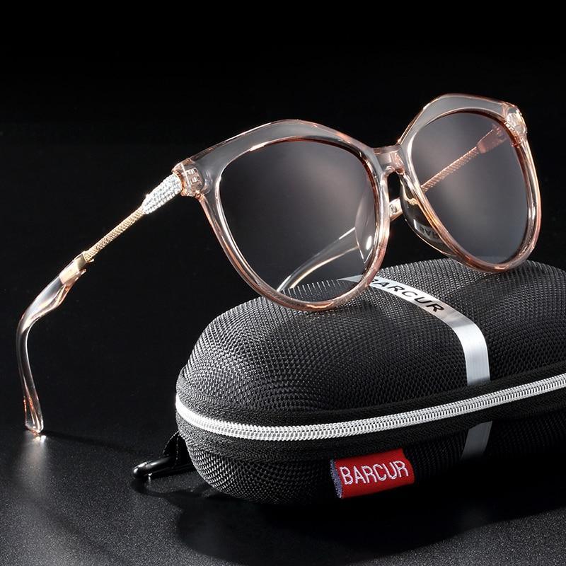 Stevvex - Lunettes de soleil polarisées œil de chat pour femme, verres dégradés ronds, oculos lunette de soleil femme