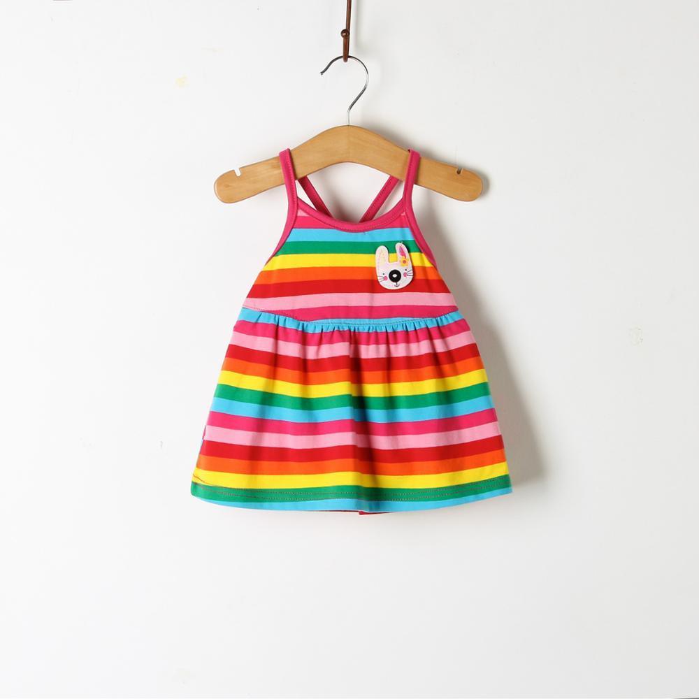 Robe Enfant Filles Robes De Soirée et De Mariage en Coton Rayé avec Col Revers et Manches Volantes