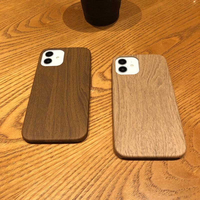 Coque de téléphone de luxe en bois simple pour iPhone 12 11 Pro Max Mini XS X XR 7 8 Plus SE Rétro Nouveau design naturel en bois de bambou doux et écologique Coque de protection pour téléphone