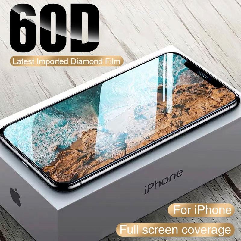Verre de protection intégral 60D pour iPhone 12 11 13 14 Pro Max XR Film de protection d'écran en verre trempé pour iPhone 11 12 13 14