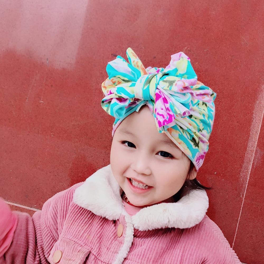 Joli bonnet pour bébé, bonnet doux en coton pour tout-petits, garçon ou fille, avec nœud floral
