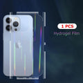 Film Hydrogel Aurora Laser Dégradé pour iPhone 13 11 12 Pro Max Mini X XS XR 7 8 Plus SE 2, Protection d'écran Souple, Coque Arrière Complète, Fine et Anti-Rayures pour iPhone