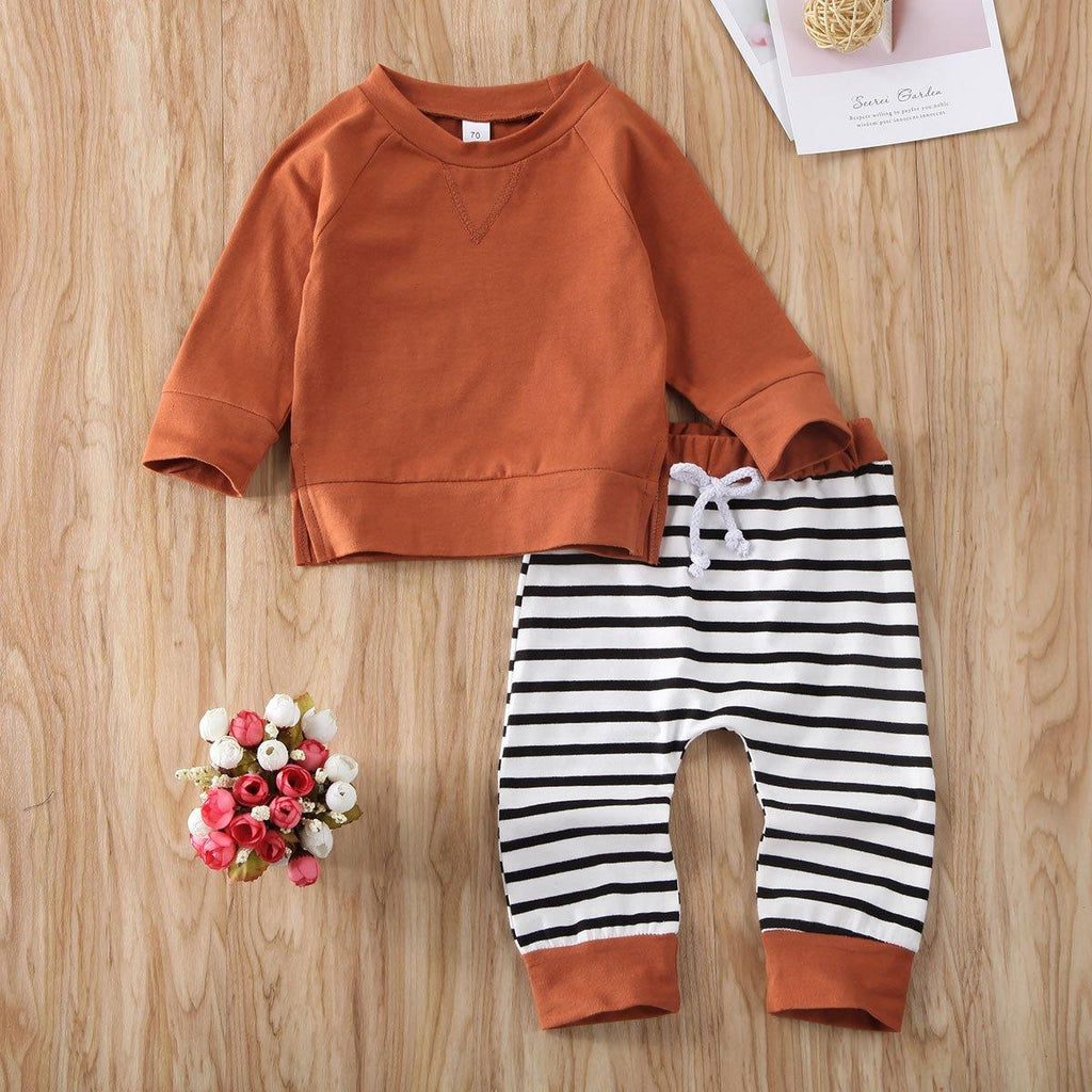Ensemble Pyjama Garçon Bébé Style Moderne Hauts Rayés Pantalon et T-shirt Pour Garçons Et Filles