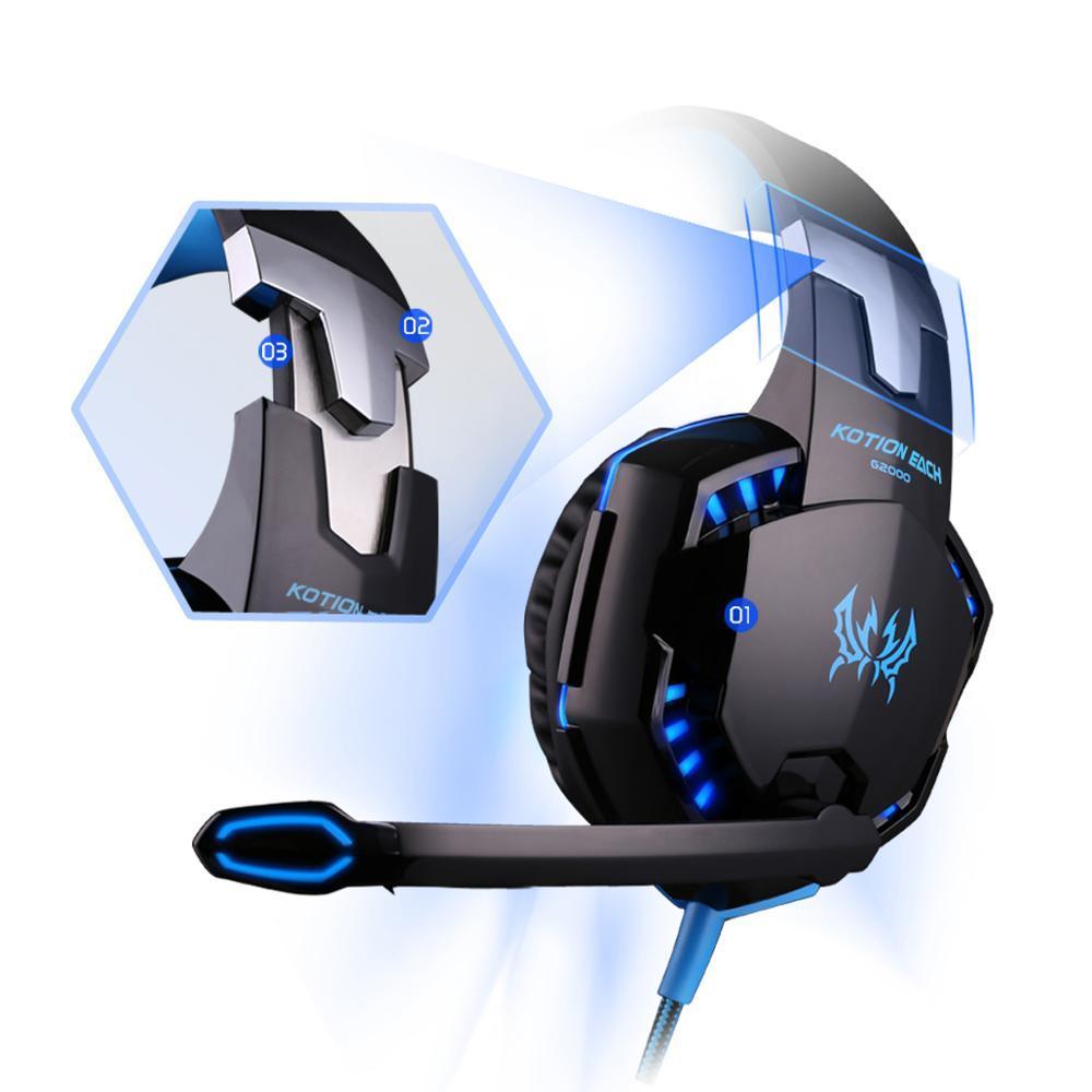 Micro-casque de jeu STEVVEX de luxe moderne supra-auriculaire pour PC et jeux, avec basses profondes et microphone filaire
