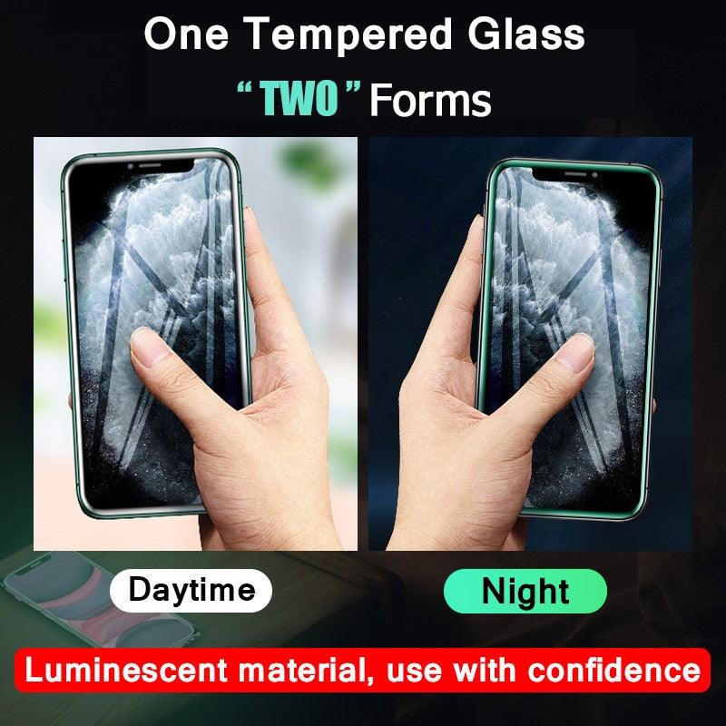3 pièces protecteurs d'écran lumineux pour iPhone 14 11 Pro Max 12 Mini XR X XS, verre trempé lumineux pour iPhone 13 Pro Max 8 7 Plus, protecteur d'écran en verre trempé compatible avec iPhone