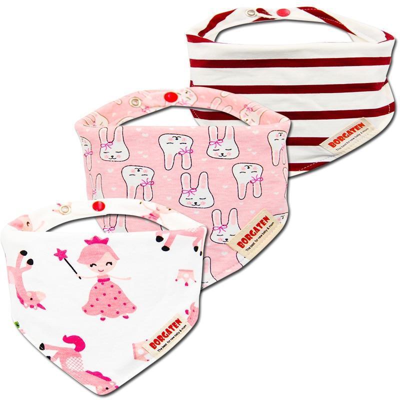 Lot de 3 bavoirs bandana confortables, imperméables, en coton biologique, pour bébé fille et garçon