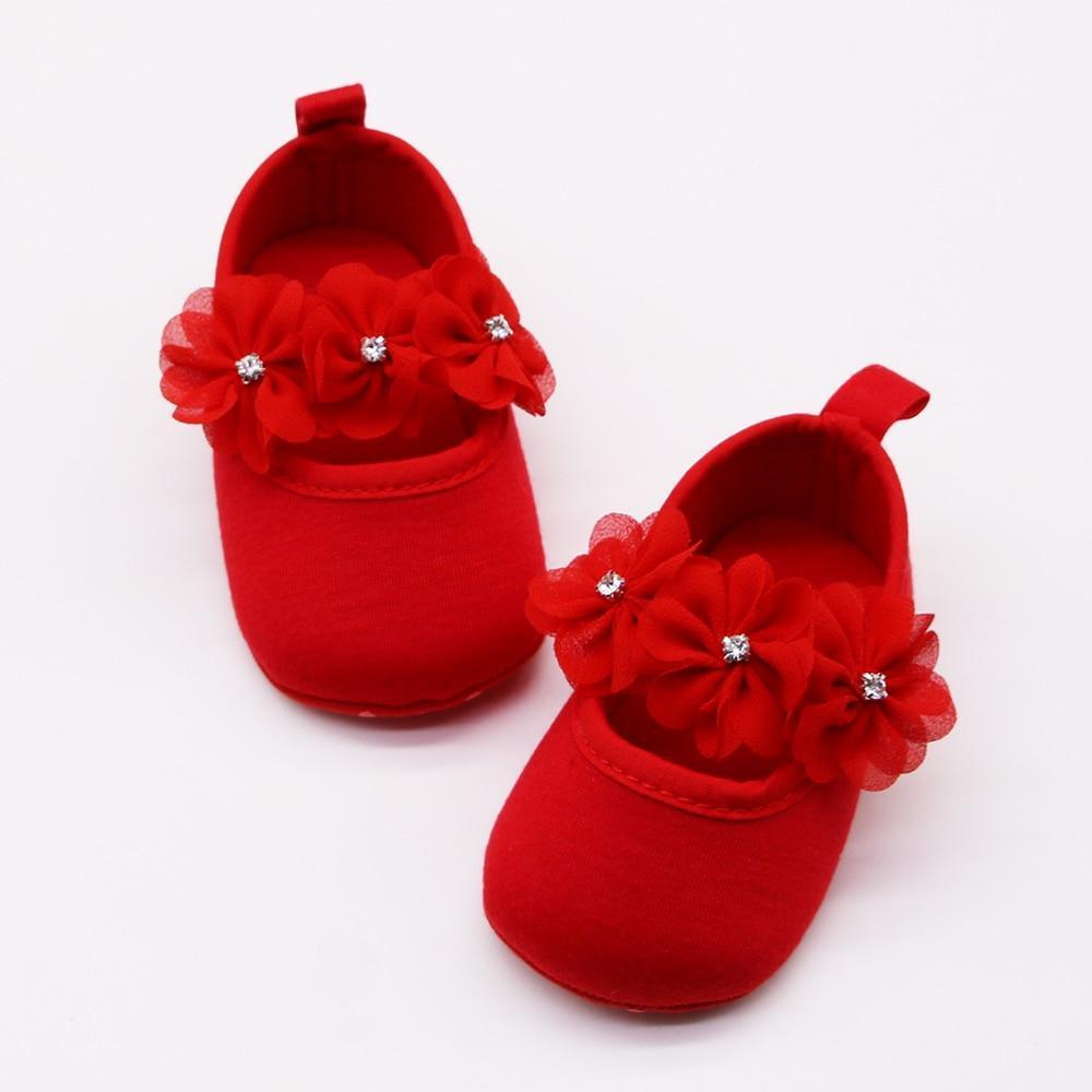Chaussures Bébé Premiers Pas Fille Chaussures de Soirée Ballerines Bébé Fleur 3D Strass Design Moderne