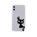 Housse de téléphone transparente motif chat noir mignon pour iPhone 14 14 Pro Max 14 Plus 13 Pro Max 13 12 11, coque de téléphone antichoc transparente avec motif chat imprimé pour filles, coque de téléphone souple et flexible en silicone transparent