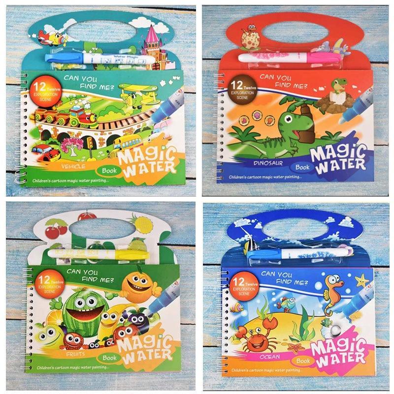 Carnet de coloriage Montessori Gribouillage et stylo magique réutilisable Tableau de dessin pour enfants, bébé, jouet éducatif d'anniversaire