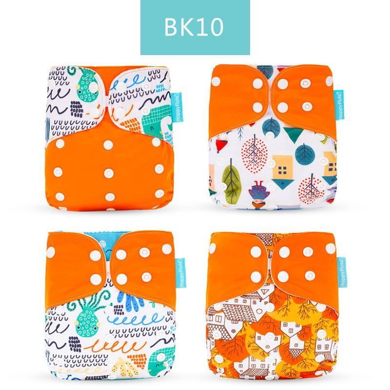 Lot de 4 couvre-couches lavables écologiques, couches en tissu réglables pour bébés garçons et filles