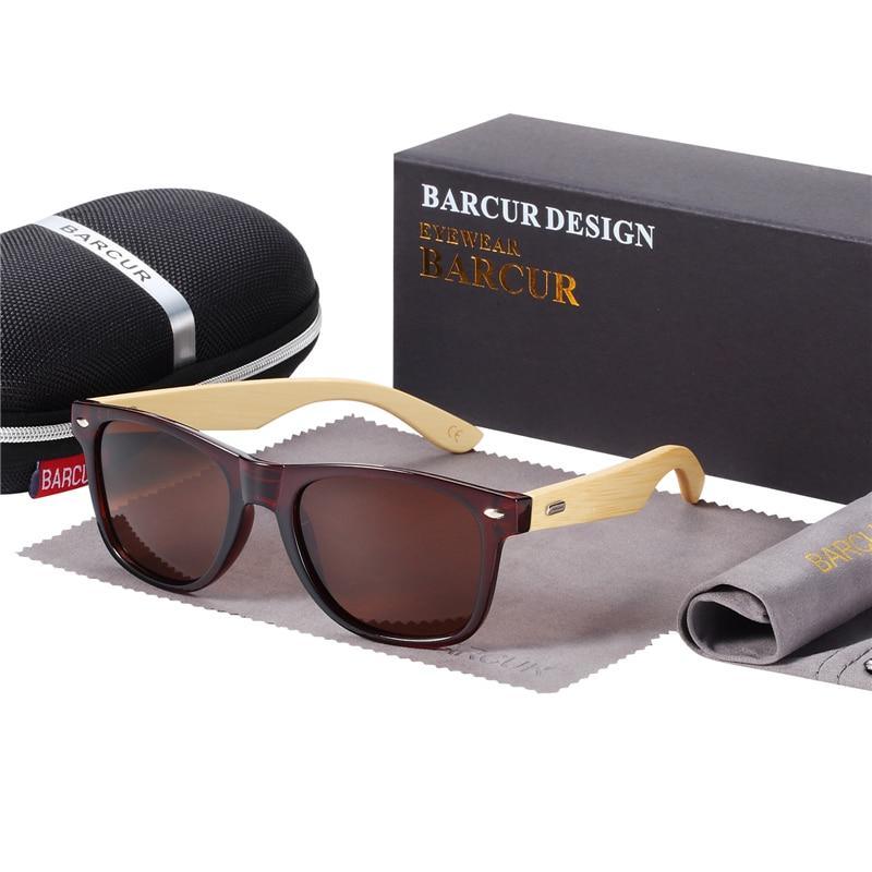 STEVVEX Lunettes de soleil foncées en bambou, carrées, de nuit, polarisées, en bois faites à la main pour femmes et hommes avec protection UV400
