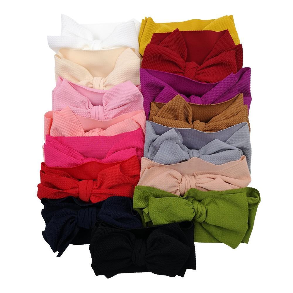 Bandeau bébé fille tout-petits grand nœud bandeau cheveux mignon solide extensible turban pour bébés filles