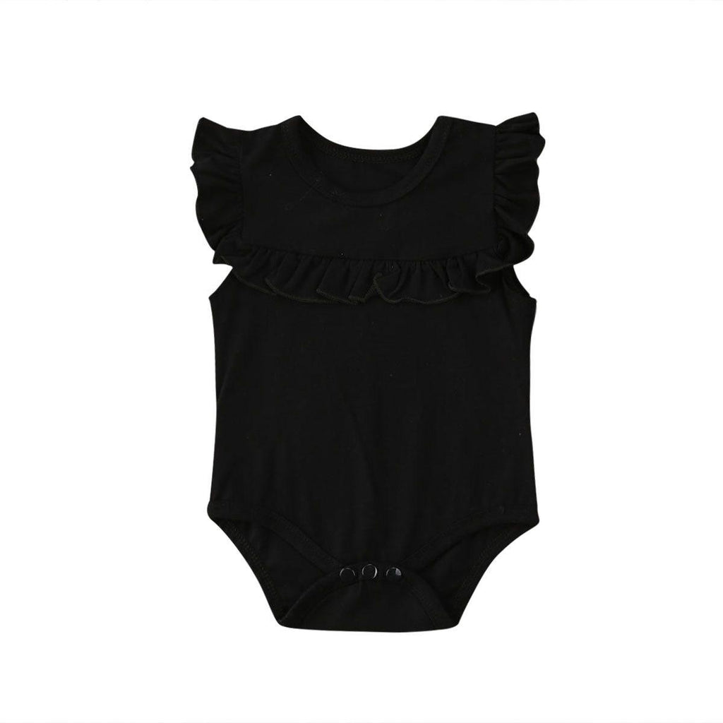 Vêtements Bébé Fille Nouveau-né Grenouillère sans Manches à Volants Combinaison Unie Barboteuse Tenues pour Filles