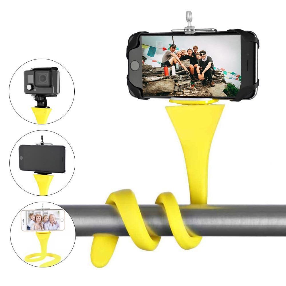 Monopode universel jaune flexible pour perche à selfie, support de téléphone de haute qualité pour appareil photo