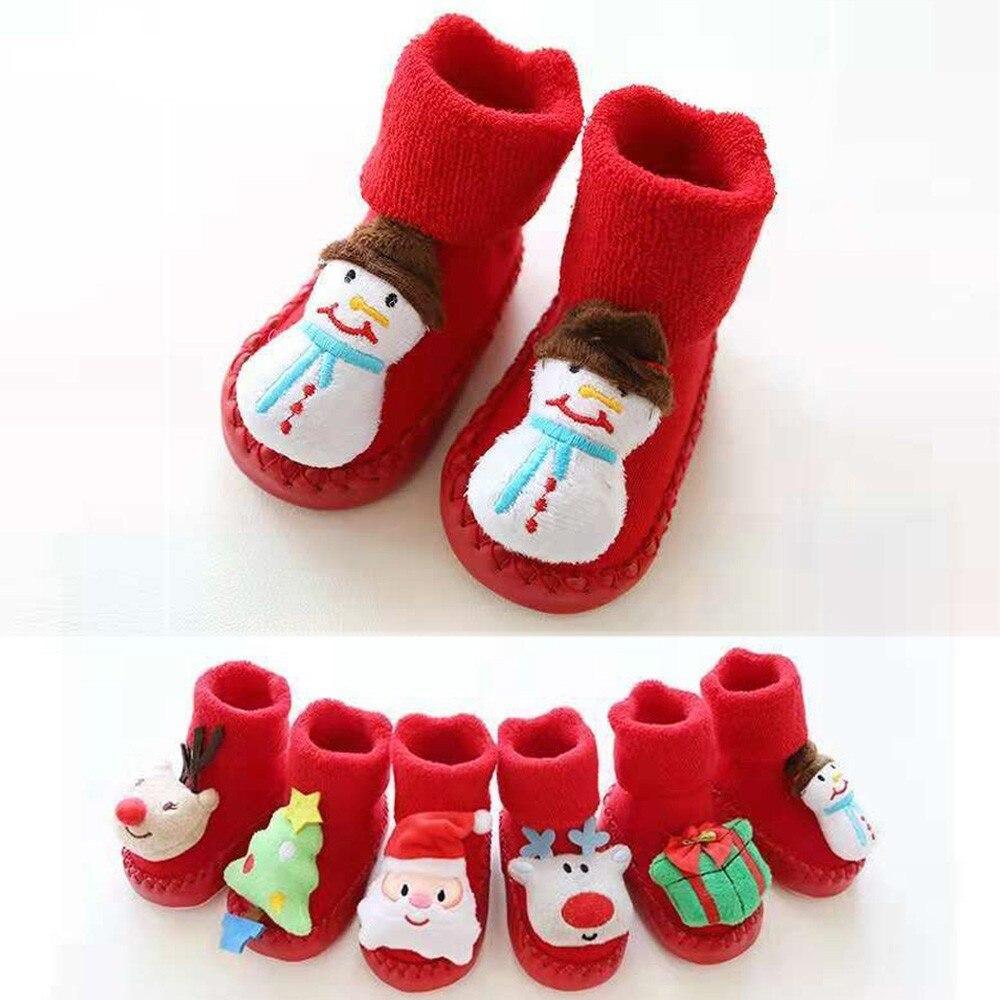 Chaussettes Bébé Noël Nouveau-né Pour Garçons/Filles Chaussettes de Sol de Noël Antidérapantes Chaussettes Premiers Pas Pour Bébé Enfants