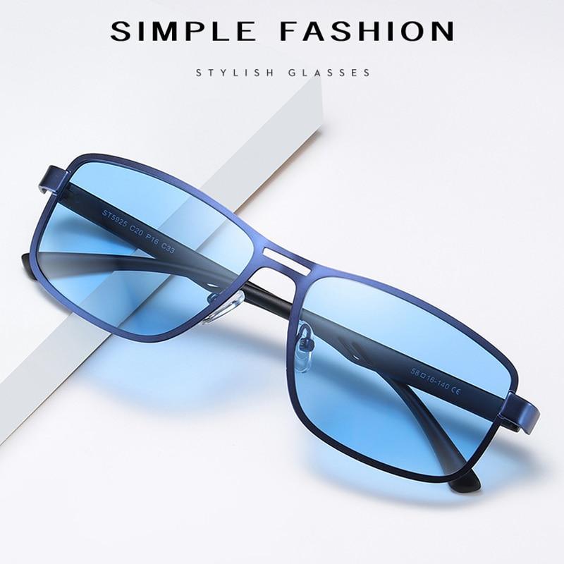Lunettes de soleil élégantes polarisées de luxe NEUVES pour hommes, monture métallique carrée polarisée UV400