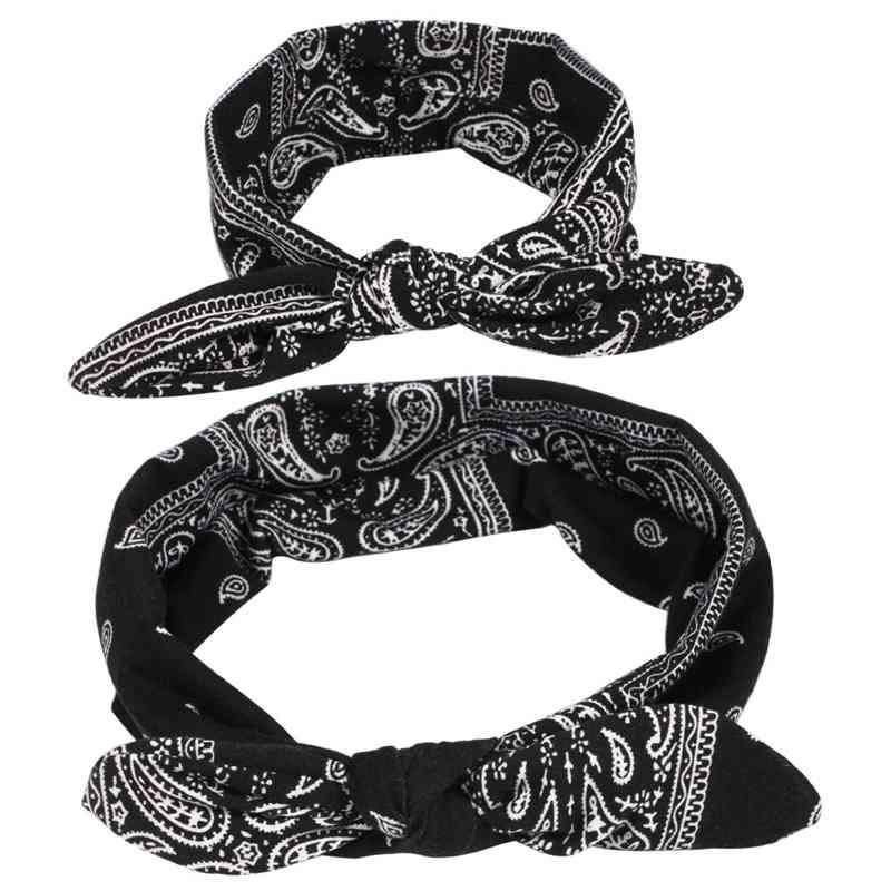 Bandeaux modernes de luxe avec nœud pour mère et bébé, turbans avec oreilles de lapin, élastiques, imprimés rétro, accessoires de coiffure parent-enfant