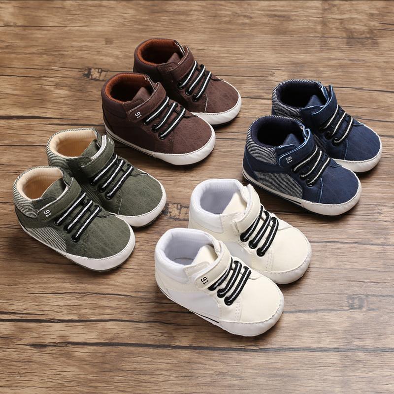 Chaussures à semelle souple pour nouveau-nés (0-18 mois), bottines à lacets pour garçons, baskets, cadeau idéal pour bébé