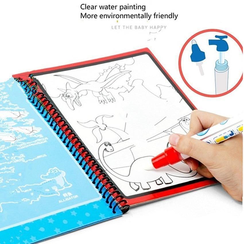 1 livre magique à colorier à l'eau, dessins animés, avec stylo de gribouillage, planche à dessin, jouets pour enfants, cadeau d'anniversaire