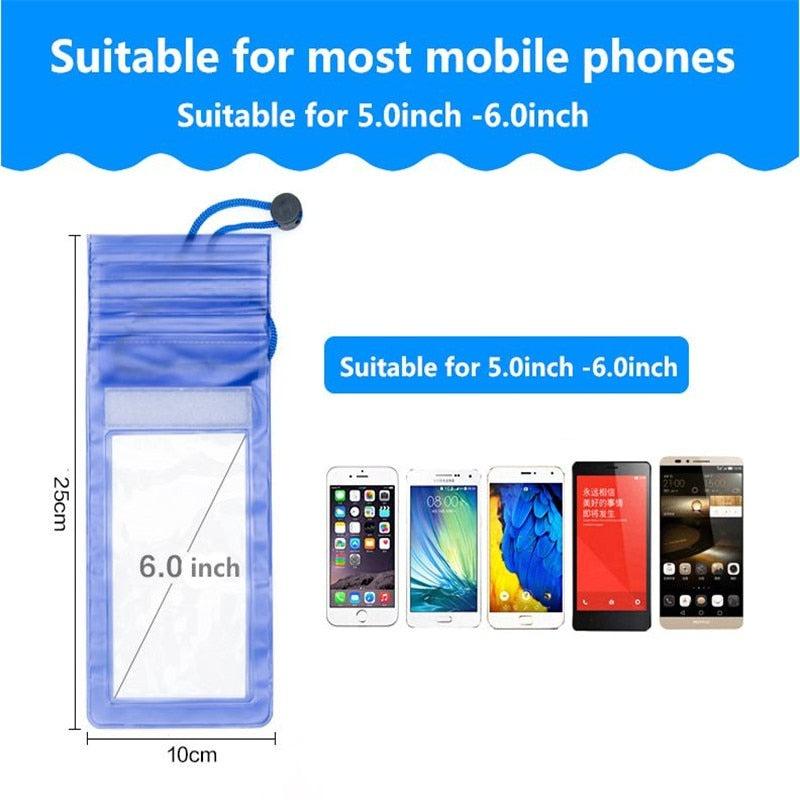 Étui étanche universel pour iPhone X XS MAX 8 7 Coque Housse Sac Étuis Téléphone étanche Coque de téléphone pour photos sous-marines et enregistrement vidéo Téléphone étanche compatible avec iPhone