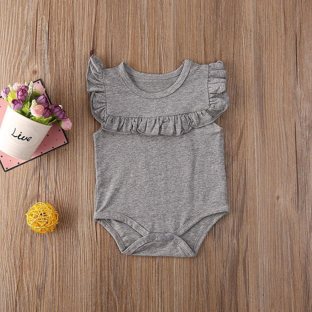 Vêtements Bébé Fille Nouveau-né Grenouillère sans Manches à Volants Combinaison Unie Barboteuse Tenues pour Filles