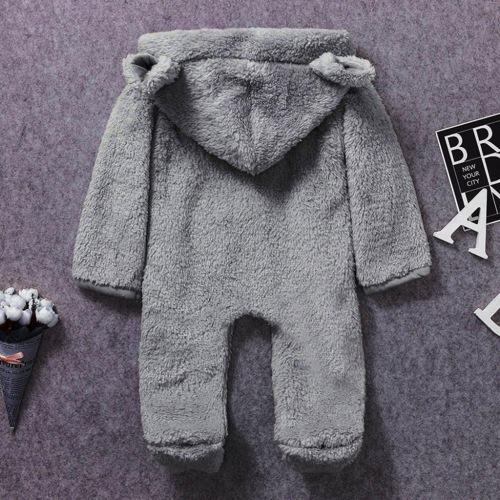 Nouvelle Tendance Hiver Combinaison Bébé Chaude Nouveau-né Garçon Solide Capuche Bébé Barboteuse Manteau Chaud Combinaison Polaire Vêtements d'Extérieur pour Garçons et Filles