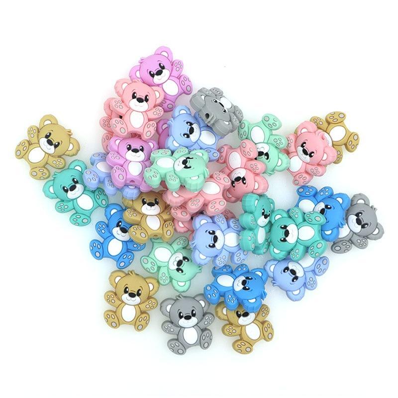Perles en silicone Mini Ourson Accessoires de jouets pour tétine de dessin animé pour bébés et enfants