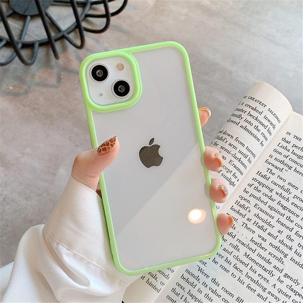 Coque de téléphone unisexe antichoc mignonne en silicone pour iPhone 14 11 12 13 Pro Max, étui de protection arrière transparent coloré en silicone pour iPhone
