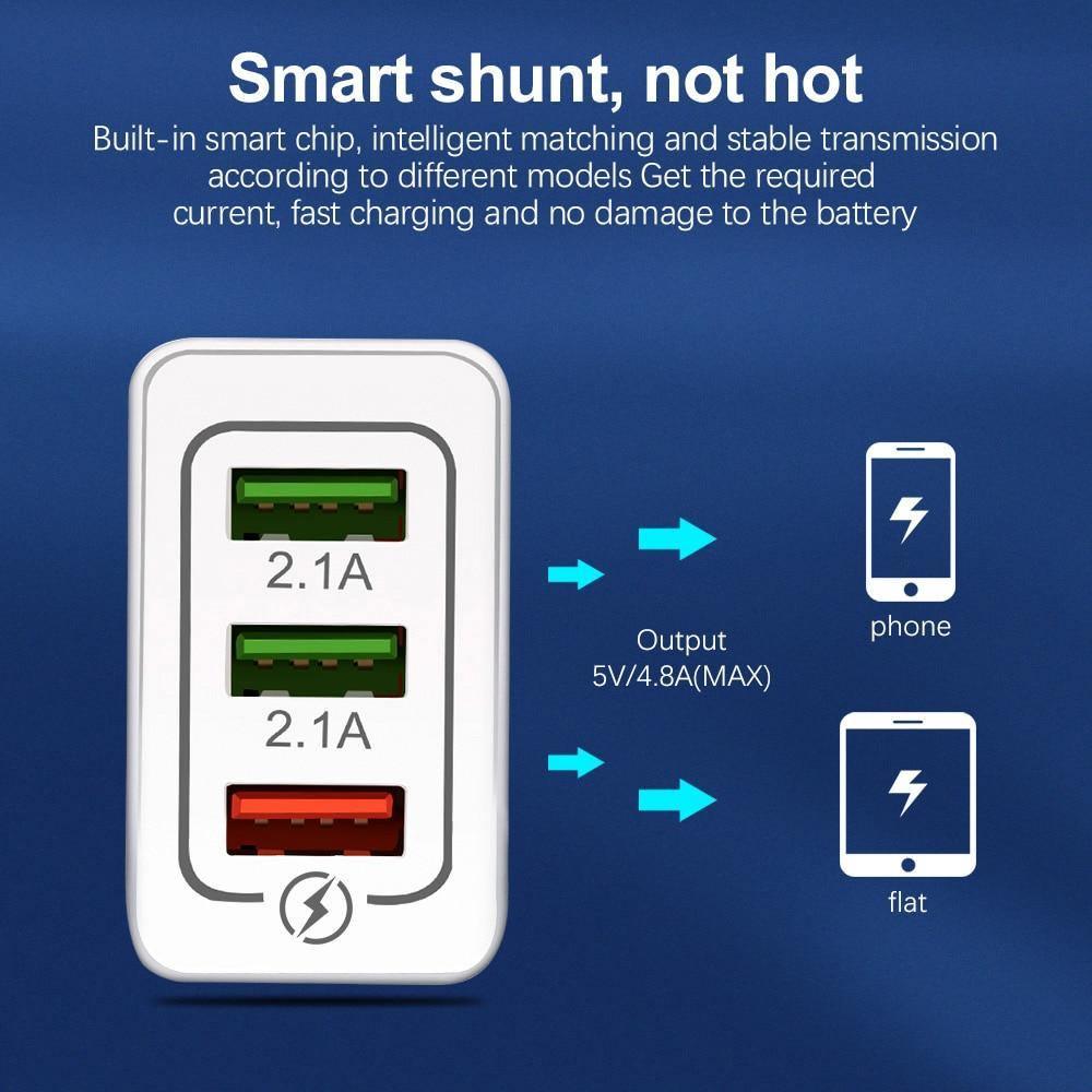 Chargeur USB rapide et moderne, chargeur mural portable pour téléphone portable avec charge rapide 3.0 et grande puissance