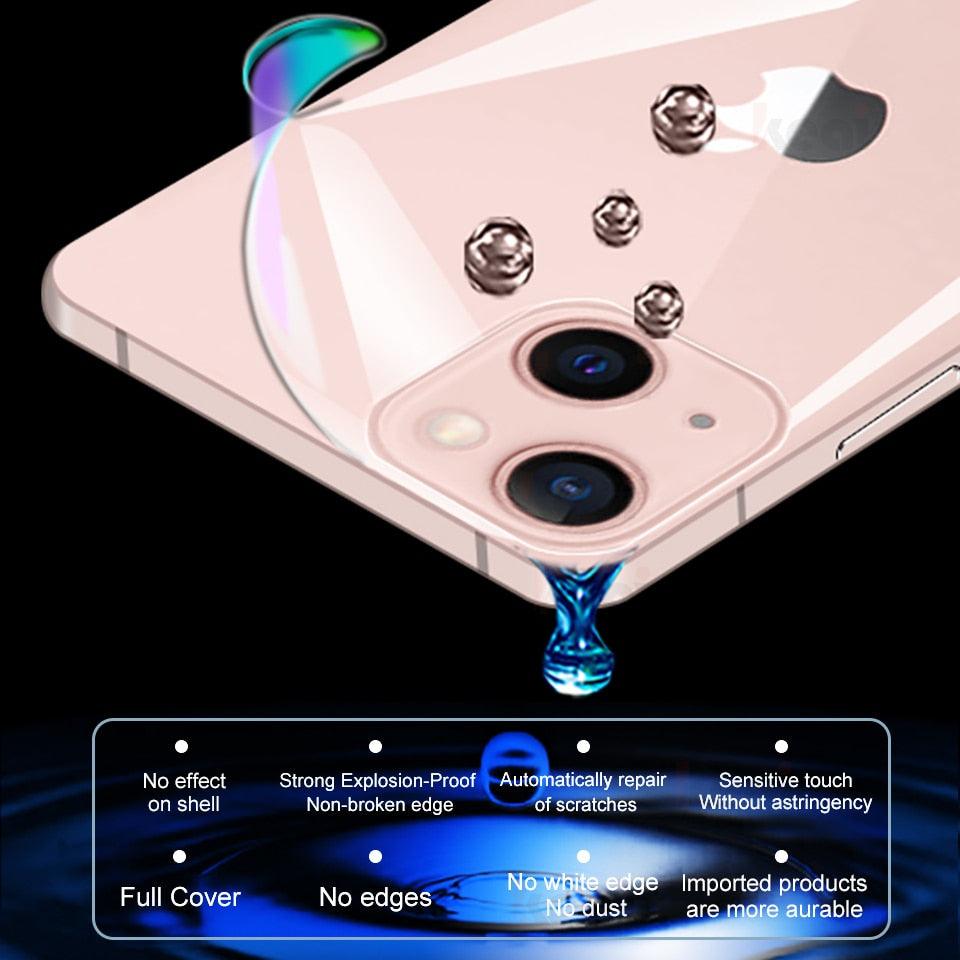 Protection d'écran en verre trempé ultra-fin pour iPhone 14 13 11 12 XS MAX XR X 7 8 6 6S SE Pro MAX Plus Mini, protection arrière souple anti-bulles/rayures