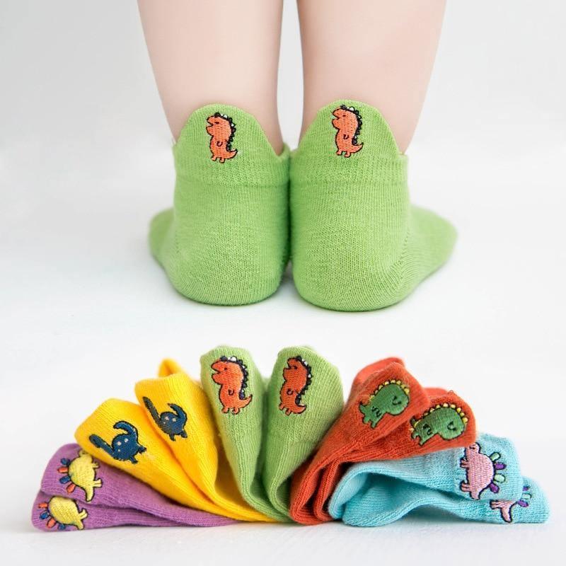 5 paires de chaussettes d'été et de printemps respirantes multicolores brodées de dessins animés pour nouveau-nés garçons et filles
