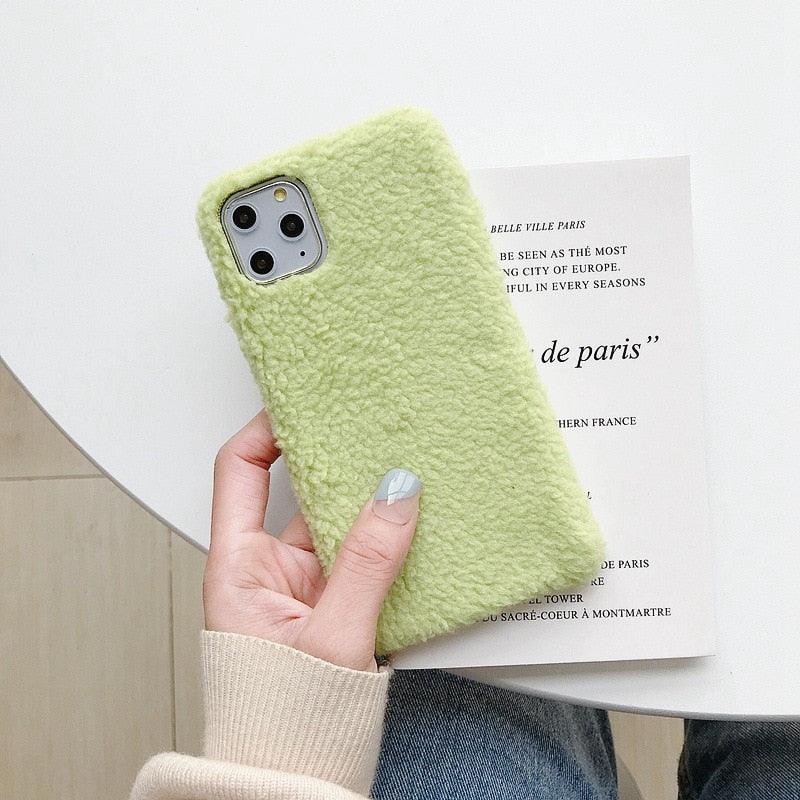 Étui cadeau tendance pour femme pour iPhone Xs Max Xr X 11 Pro Max Se Housse Douce et Chaude en Fourrure pour iPhone 6 7 8 Plus Coque Souple en Silicone Flexible et Duveteuse Antichoc pour iPhone
