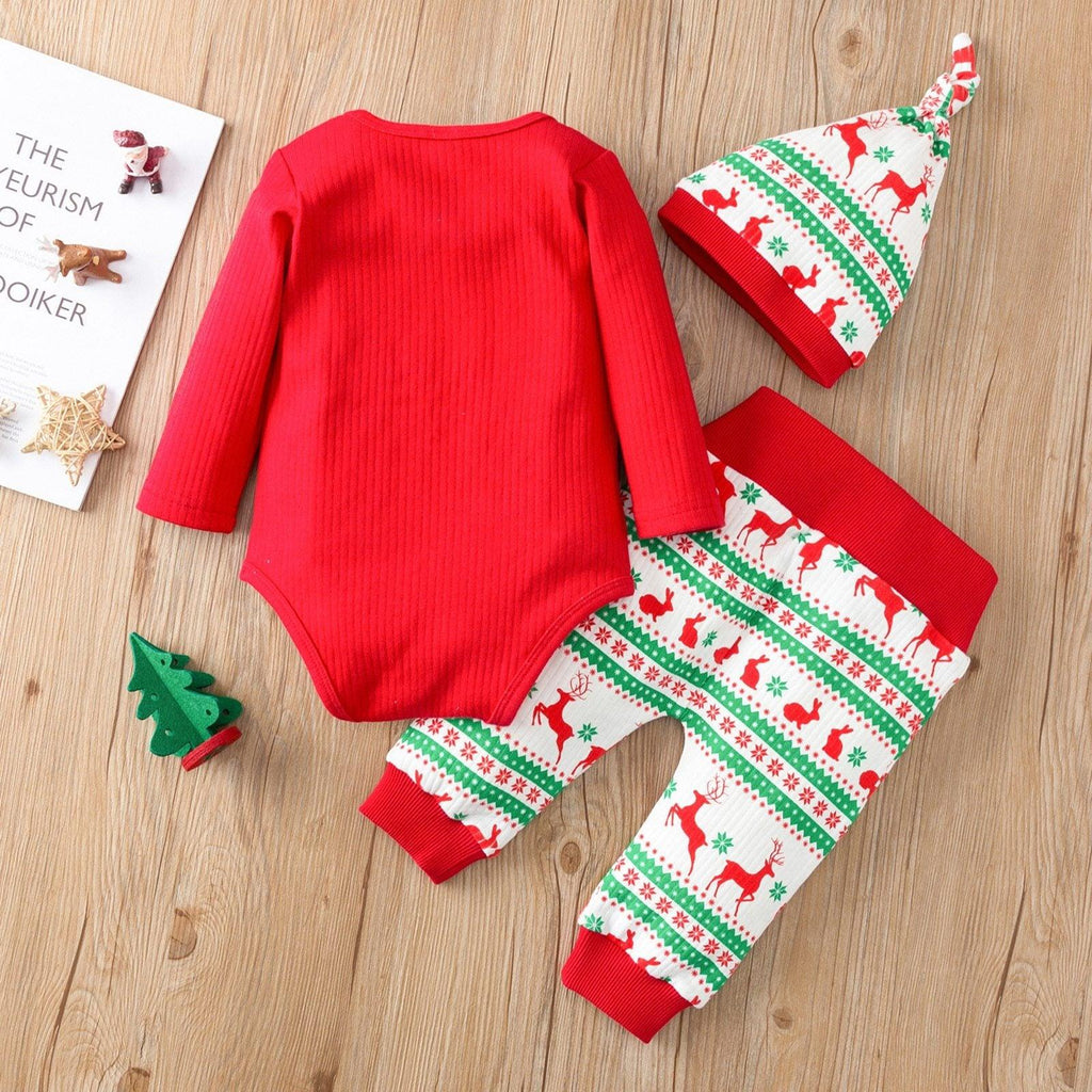 Grenouillère Noël Bébé Fille/Garçon Ensemble Bonnet Pantalon Motif Nouvel An Pour Garçons et Filles