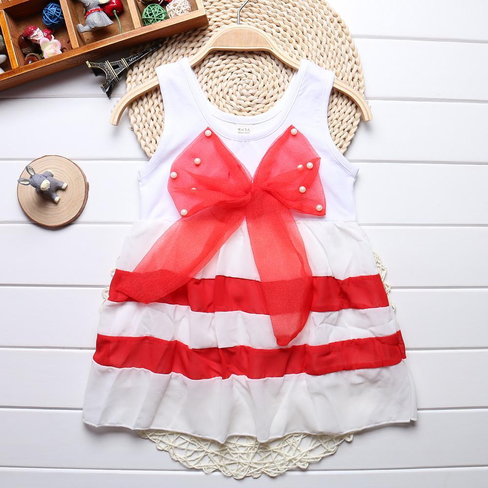 Robes sans manches en mousseline de soie à rayures violettes et col rond, de luxe, pour bébés filles, avec un grand nœud