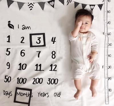 Couverture de photographie pour bébé avec repères de croissance mensuels, serviette de fond, jolie tapis souvenir