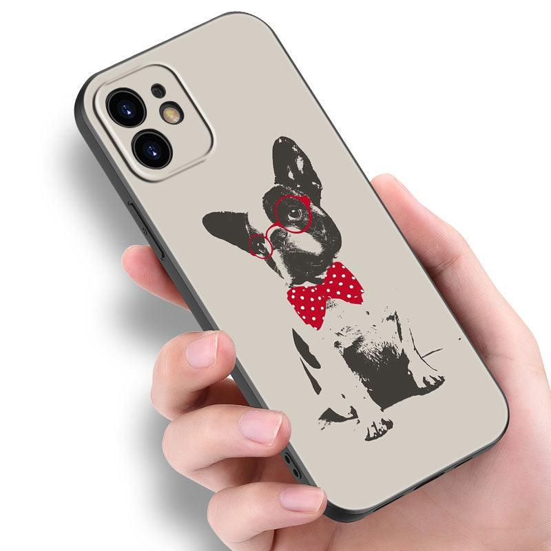 Coque de téléphone chiot bouledogue français mignon pour iPhone 14 13 12 Mini 11 Pro Max 7 8 Xr X Xs 7 8 Plus Se 2020 2022 Housse de téléphone mince transparente en silicone souple et élastique